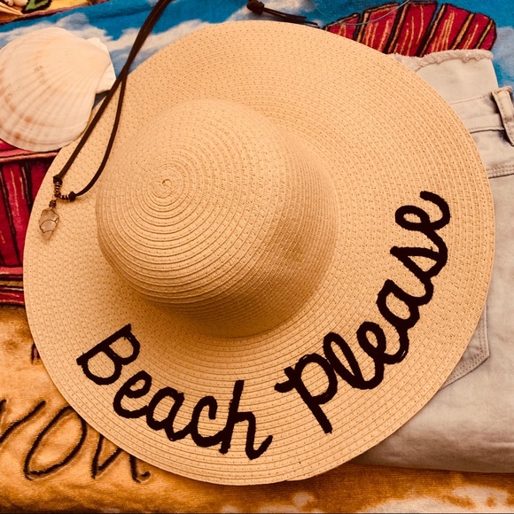 NWT WIDE BRIMMED EMBROIDERED SAYINGS BEACH HATS - Picture 4 of 8